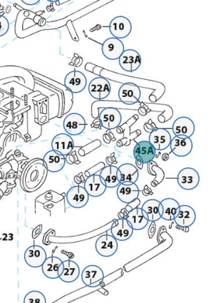 Doppel T-Stück schwarz vom Ausgleichsbehälter zu Motorblock VW Bus T3 WBX Transporter vergl. 025121438